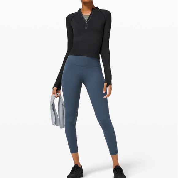 Lululemon swiftly tech 2.0 1/2 zip up reflective zipper crop *cool black grey - Picture 2 of 15